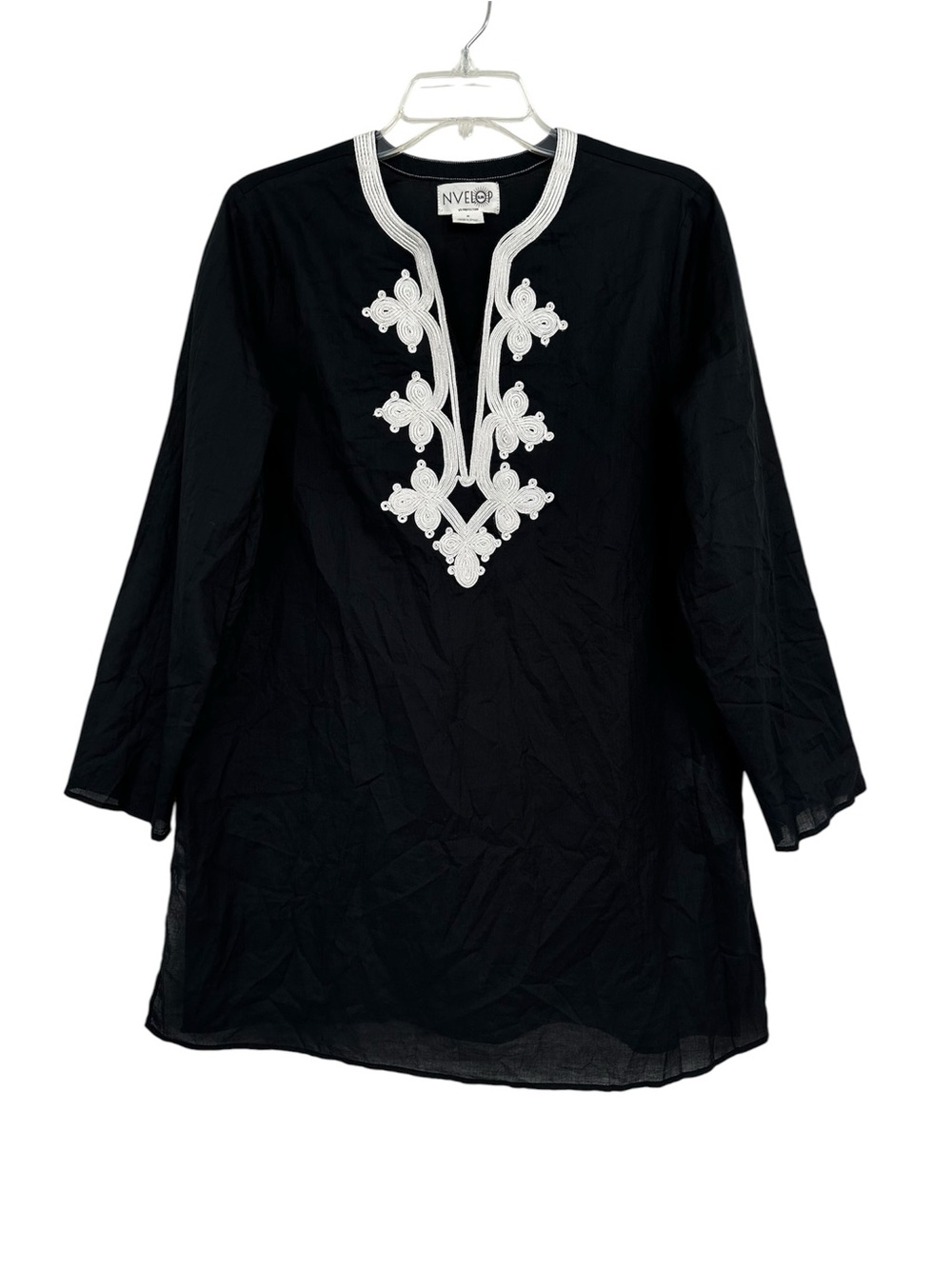 Nvelop Sun Tunic Top Cotton Black White Embroidery UV Protection Women’s Medium